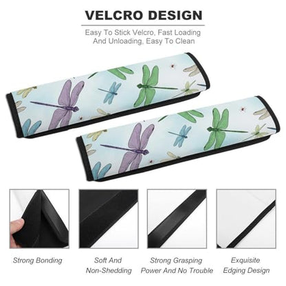 2 Pack Dragonfly Floral Flower Car Seat Straps Shoulder Pads Universal Fit Neck Strap Covers for Adults and Children, All Vehicles, Pressure Relief - color: Pattern 267