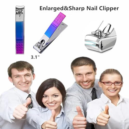 Manicure Set Nail Clipper Set Women Men Nail Clipper Travel Manicure Kit | Personal Nail Care Tools with Case Fingernail Clippers Manicure Pedicure Tools Grooming Kit Gifts for Women Men Teen Family - color: Rainbow