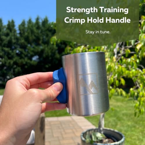 Rock Climbing Mug with Real Crimp Handle - 12oz Stainless Steel Pinch Hold Mug Climber Gift (Blue) - color: Blue
