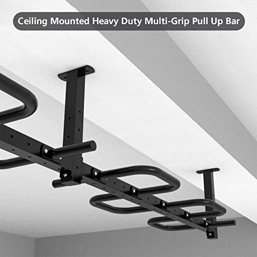 Heavy Duty Multi Grip Pull Up Bar Ceiling Mount, Multifunction Exercise Hanging Bar for Home Workouts, Indoor Upper Body Trainer Strength Training Pull-Up Bars, Steel, Max Load-Bearing 1100lbs - color: 1 siamesed
