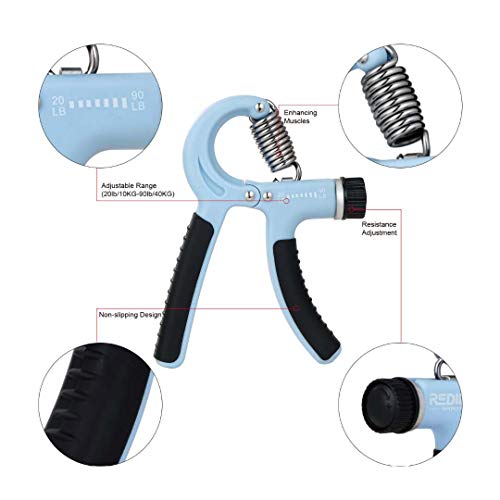 Grip Strength Trainer-2 Pack Hand Grip Strengthener Adjustable Resistance Range 20-90 lbs Non-Slip Hand Grip, Hand Gripper Exerciser, Wrist Strengthener for Forearm Grip Workout - color: blue