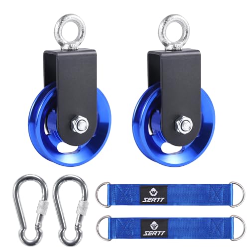 SERTT Cable Pulley Wheel for Home Gym Pulley System, Upgraded 90mm Aluminium Alloy Gym Pulley for Maximum 660LBS Load - color: Blue, style: [2 Pack]