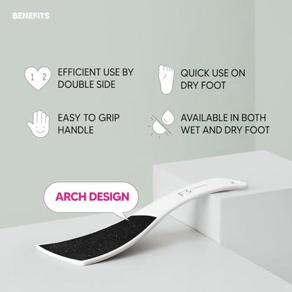 S-Line Emery Foot File, Colossal Double-Sided Pedicure Tool, Effective for Cracked Heel, Ergonomic Design for Easy Grip (White) - color: White