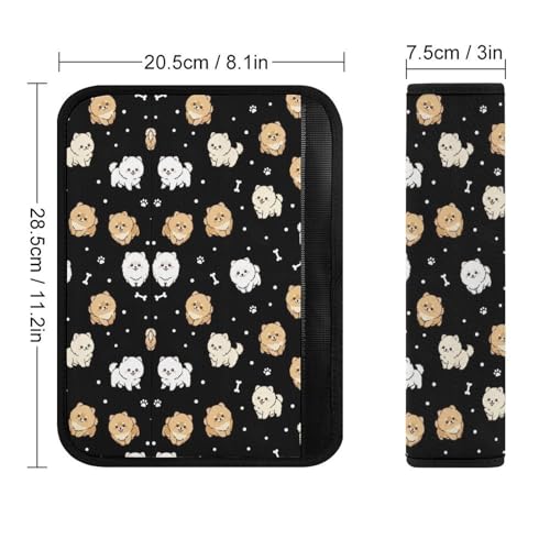 Universal Fit Seat Belt Cover for Adult Use, Stroller Pushchair High Chair, 2PCS Cute Puppy Pomeranian Harness Pads Strap Shock Absorption - color: Pattern 1166