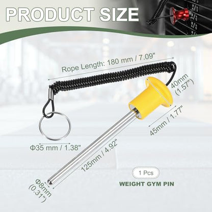 Gym Pin Weight Stack Pin Strength Training Lifting Equipment Replacement with Pull Rope Fitting for Club - color: Yellow, size: 0.3 x 4.9 Inch