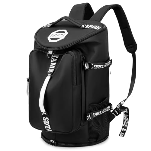 SDTAME Gym Duffel Backpack with Shoe Pocket & Laptop Sleeve - color: Black