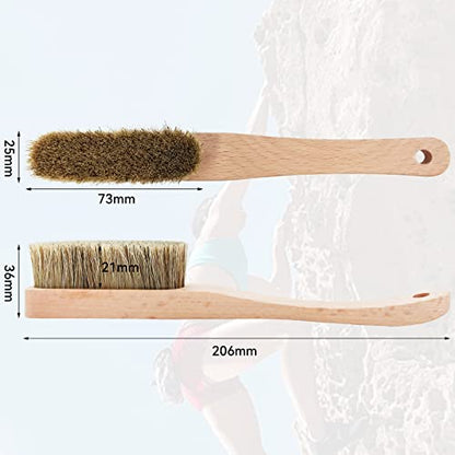 Premium Rock Climbing Brush with Thick Ultra Durable Boar's Hair Bristles, Bouldering brush with strong handle, Uni-sex Boulder Brushes as Rock Climbing Gift for Rock Climbers (CJ-CB2033A + CJCB2045B)