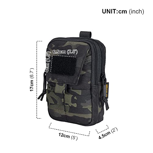 EXCELLENT ELITE SPANKER Tactical Molle EDC Pouch with Cellphone Pouch | Molle admin pouch,molle utility pouch,tool pouch,Organizer Nylon Belt Waist Bag - color: Multicam-Black