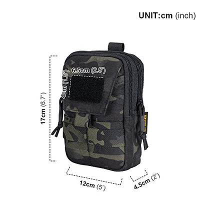 EXCELLENT ELITE SPANKER Tactical Molle EDC Pouch with Cellphone Pouch | Molle admin pouch,molle utility pouch,tool pouch,Organizer Nylon Belt Waist Bag - color: Multicam-Black