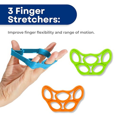 RMS Hand Grip Strengthener, Finger Exerciser, Grip Strength Trainer 6 Pieces Kit for Finger, Wrist, Carpal Tunnel, Arthritis Pain Relief. Stress Relief - Occupational Equipment for Disabled