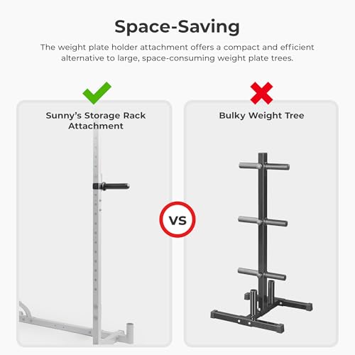 Sunny Health & Fitness Power Cage Squat Rack Attachments for Home Gym | Strength Training, Expanded Workout Variety, Durable Construction, Secure Fit, Quick Installation, Versatile Exercise Support - style: Plate Holder