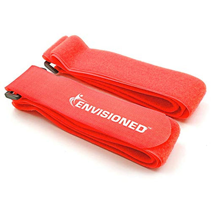 Reusable Cinch Straps 2" x 72" - 2 Pack - Hook and Loop Straps (Neon Red) - color: Red, size: 2" x 72"