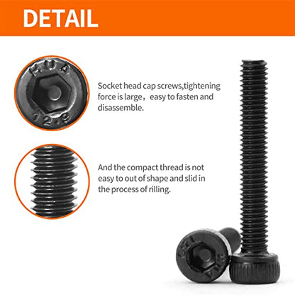 M4 x 30mm 35mm 40mm 45mm 50mm Hex Socket Head Cap Screws Bolts, 12.9 Grade Alloy Steel, Black Oxide Finish, Allen Hex Drive, Metric Machine Fully Threaded, Assortment Kit 50PCS - size: M4 x 30/35/40/45/50mm (50PCS)