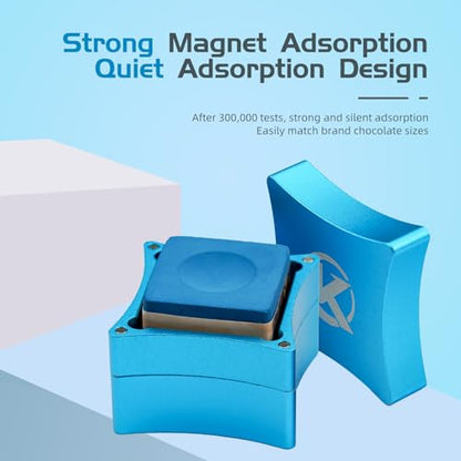 KONLLEN Magnetic Pool Chalk Holder Aluminum Alloy Belt Clip | Portable design, durable metal construction, quick access,metal cue chalk case for pool, snooker and carom - color: Blue-2