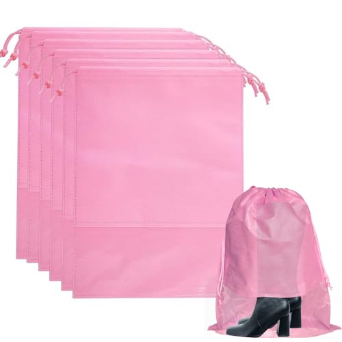 6 Pack Shoe Bags for Tall Boots, Knee High Boot Storage Bag, Non-Woven Drawstring Travel Shoe Organizer, Dust Bags for Purses and Handbags -19.6" X 23.6", Pink - color: Pink, size: 19.6" X 23.6"