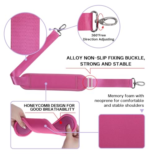 60 Inch Shoulder Strap for Bag with Removable Ultra-Thick Pad | 60" Shoulder Strap with Removable Thick Pad,Adjustable Buckles and Metal Hooks, for Briefcase/Laptop/Messenger/Luggage Bag - color: Red