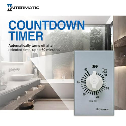 Intermatic SW60MK 60-Minute Spring Wound Timer - Energy-Saving Control for LED/CFL Lights - Versatile Usage for Fans, Motors, Heaters - No-Electricity Operation, Easy Installation