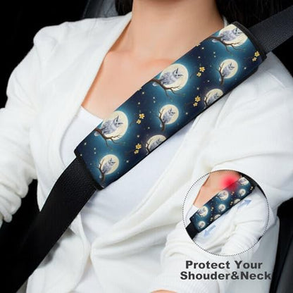 2 Piece Universal Soft and Comfortable Seat Belt Shoulder Pad for Kids, Most Cars, Owls Moon Seat Belt Covers Cushion, Neck and Shoulder Support - color: Pattern 474