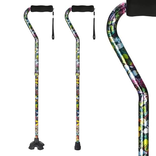 Elegant Walking Cane for Women, Foldable & Adjustable Cane for Seniors with Self-Standing Tip | Lightweight Mobility Aid for Stability & Balance Support - color: Green butterflies floral printed