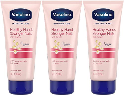 Vaseline Intensive Care Healthy Hand Stronger Nails Lotion, 3.4 Fl Ounce (Pack of 3) - size: 3.4 Fl Oz (Pack of 3)