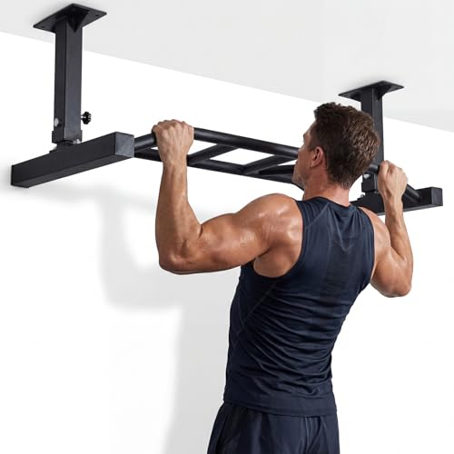 Generic 47 Inch Heavy Duty Ceiling Mount Pull Up Bar Adjustable Height&Supports to 600 Lbs Multi-Grip Chin Up Bar for Home Gym Workout