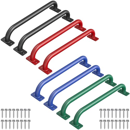 SELEWARE 17 Inch Metal Safety Handles, Heavy Duty Grab Bars for Outdoor Playground, Playset Hand Grips, Indoor Monkey Bars for Jungle Gym, Climbing Frame, Treehouse (8 Pack, Black/Blue/Green/Red) - color: D: 17"-8 Pcs Handles