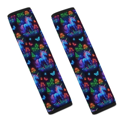2 Pack Breathable Car Seat Straps Shoulder Pads for Elderly Support, All Vehicles, Blue Unicorns Seat Belt Cushion, Neck and Shoulder Support - color: Pattern 543