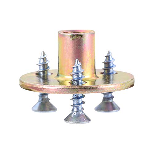 uxcell M10 Brad Hole Tee Nut Carbon Steel T-Nuts Furniture Hardware Flange Insert Female Thread with Screws 10pcs - size: M10