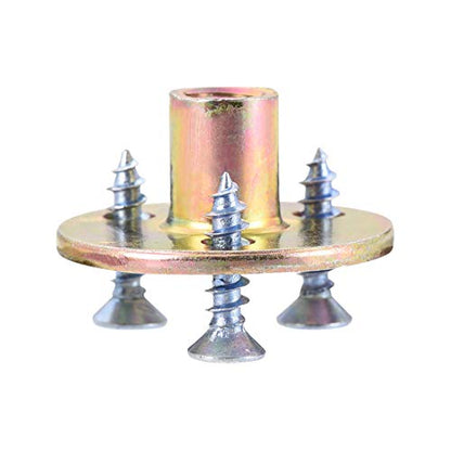 uxcell M10 Brad Hole Tee Nut Carbon Steel T-Nuts Furniture Hardware Flange Insert Female Thread with Screws 10pcs - size: M10