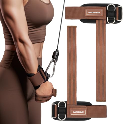 M MANUEKLEAR Wrist Straps for Weightlifting, Gym Lifting Straps with D Rings for Cable Machine,Weight Lifting Wrist Wraps for Men Women - color: Brown, size: S (5.1-6.3inch)