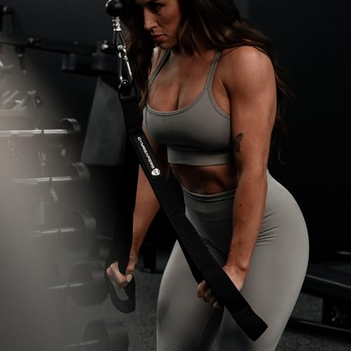 Gymreapers Tricep Rope Cable Attachment - Multi-Workout Tricep Pull Down Cable Attachment - Perfect Gym Cable attachments (3 Lengths Built in One) - color: Gray, size: Tricep Rope - 27"