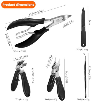 Toenail Clippers for Thick Toenails for Seniors, Angled Head Large Toe Nail Clippers Set for Men, Heavy Duty Ingrown Toenail Clippers Long Handled, Ultra Sharp Slanted Nail Cutter