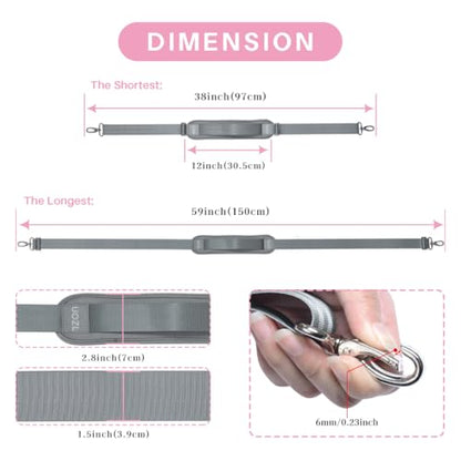 59 Inch Shoulder Straps, Soft with Ultra-Thick Fixed Shoulder Pad, Two Way Independently Adjustable Buckle Replacement Straps for Laptop Bag Messenger Bag Tool Bag Luggage,Gray - color: Gray, size: 59 inch