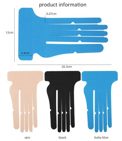 Precut Kinesiology Tape for Wrist & Fingers, 3 Pairs Waterproof Breathable Finger Wrist Joint Support Tapes for Mouse and Keyboard, Hypoallergenic Latex-Free Elastic Athletic Tapes for Carpal Tunnel
