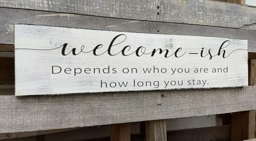 Welcome-Ish Farmhouse Metal Sign 16x4 Inch - Entryway Front Door Housewarming Gift - color: Metal Sign15, size: 16x4 Inch