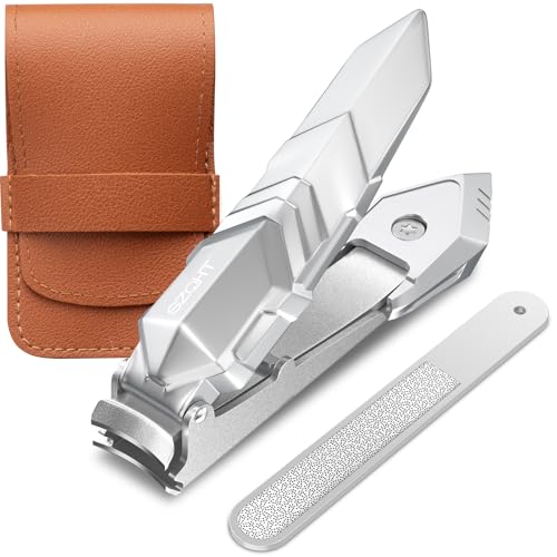 Nail Clippers,Precise and Durable Toe Nail Clippers with Catcher and Nail File,Fingernail Clippers forThick Nails,Nail Cutter Without Mess for Men and Women(Gray)