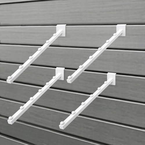 14 Pcs 15.7 Inch 6 Ball Waterfall Slatwall Hooks Metal Slat Wall Hanging Board Accessories Heavy Duty Pegs Panel Display for Clothing Retail Shop Garage (White)