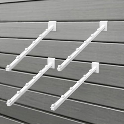 14 Pcs 15.7 Inch 6 Ball Waterfall Slatwall Hooks Metal Slat Wall Hanging Board Accessories Heavy Duty Pegs Panel Display for Clothing Retail Shop Garage (White)
