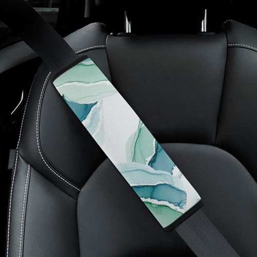 2 Pack Universal Soft and Comfortable Car Seat Straps Shoulder Pads for Kids, All Vehicles, Beach Sand Wave Blue Teal Neck Strap Covers, Neck and Shoulder Support - color: Pattern 644