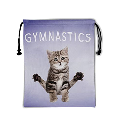 Gymnastics Grip Bag for Gymnasts Gymnastic Drawstring Bag Gym Athlete Bag - color: Purple Gymnastics Cat, size: 9.25" x 12" (Pack of 1)