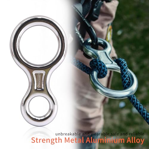 NewDoar Climbing Gear Downhill Equipment, Descender Rappel Rock Climbing Descending Belaying Equipment Rescue Figure 8 Descender Rigging Plate 35KN for Climbing Belaying and Rappeling Device - color: White