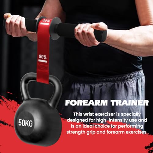 Forearm Strengthener and Wrist Roller with Thick Grip & Adjustable Strap, Ideal for Grip Strength Training, Muscle Building and Rehabilitation - color: Red