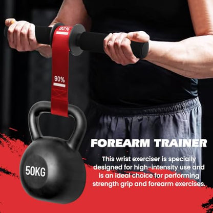 Forearm Strengthener and Wrist Roller with Thick Grip & Adjustable Strap, Ideal for Grip Strength Training, Muscle Building and Rehabilitation - color: Red