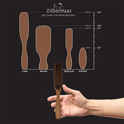 ZilberHaar Long Hair Brush - Soft Boar Bristles - Exfoliating and Conditioning for Men's Beards & Skin - Compatible with Beard Balms and Oils - color: Long Soft