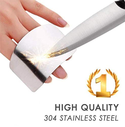 Jupswan Finger Guards for Cutting Kitchen Tool Stainless Steel Finger Guard Finger Protector Avoid Hurting When Slicing and Dicing 2 Pack - color: Silver