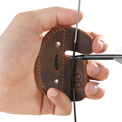 Leather Archery Finger Tabs,Handmade Archery Finger Guard for Shooting Practice Gear, Recurve Bow Fingers Tab - color: Left