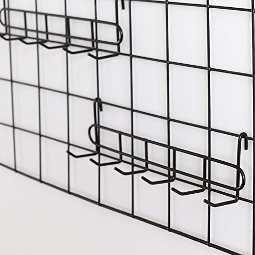 Storage Hooks Rack, 2 Pack - Iron Wire Grid Hooks for Wall Mount Storage and Display, 10.7”x 2.8”x1.8 », Black - color: Black