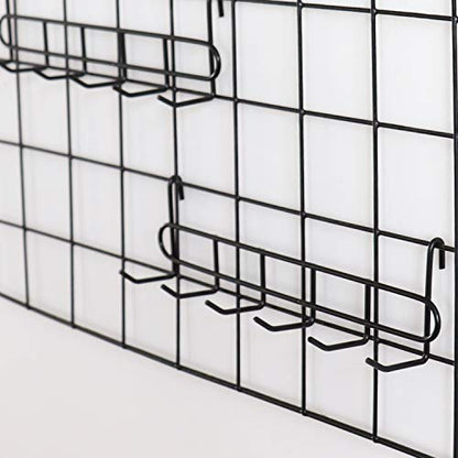 Storage Hooks Rack, 2 Pack - Iron Wire Grid Hooks for Wall Mount Storage and Display, 10.7”x 2.8”x1.8 », Black - color: Black