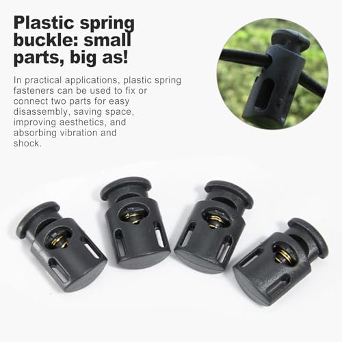 35Pcs Plastic Cord Locks, Black Spring Toggle Stoppers for Drawstrings, Shoelaces, Paracord, Clothing, and Bags, Elastic Cord Adjuster Clips
