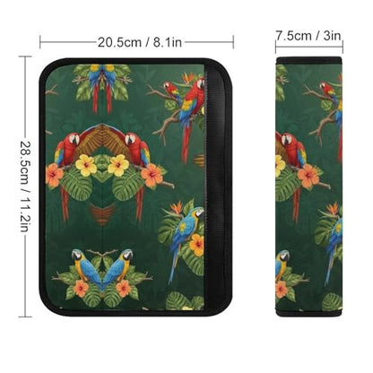 2PCS Parrot Tropical Birds Botanical Seat Belt Shoulder Pad Soft Padded Harness Pads Strap for Adults and Children, All Vehicles, Anti-Slip Pad - color: Pattern 1234
